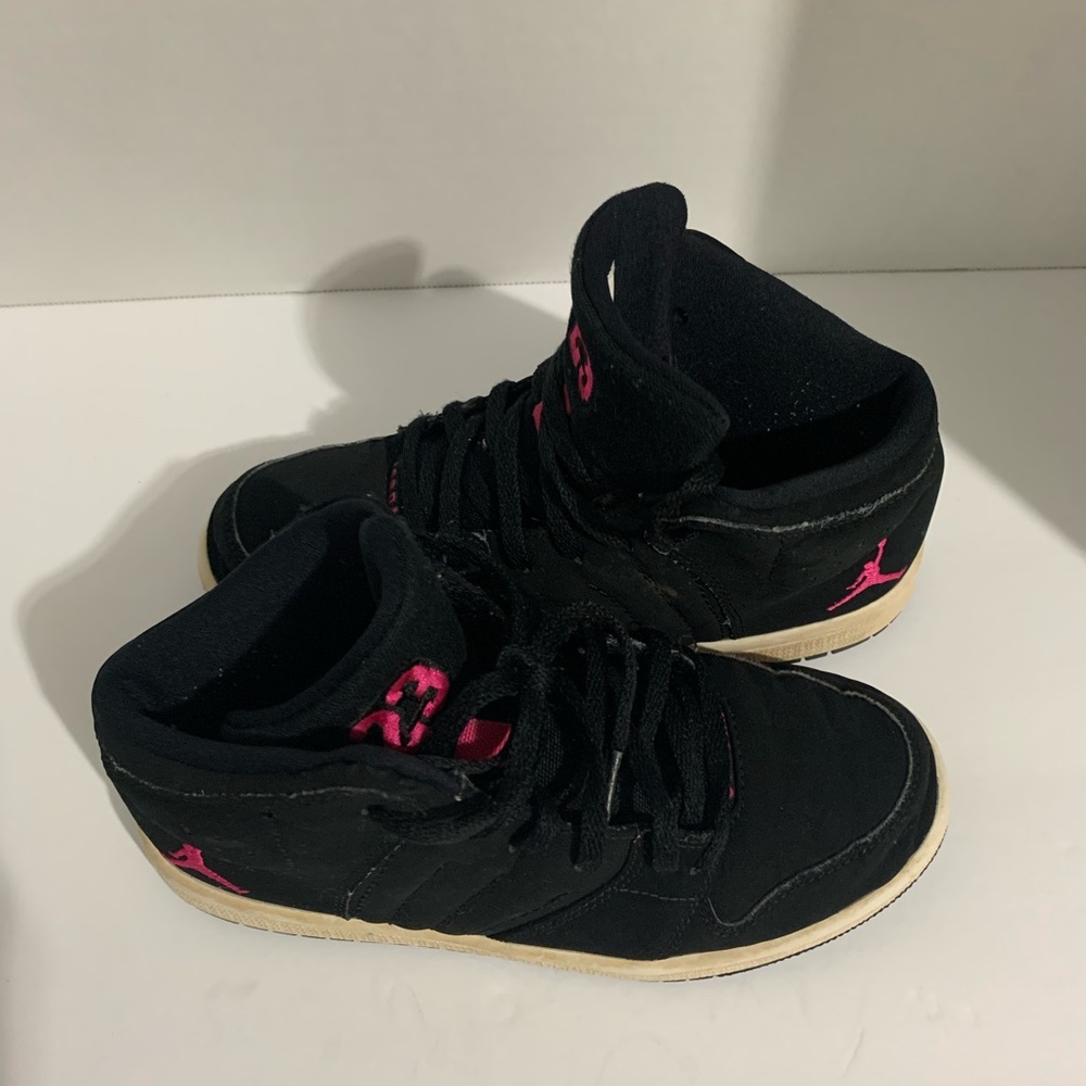 NIKE JORDAN 1Flight Shoes 1.5Y Black with Pink